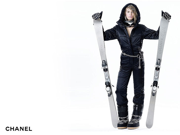 Chanel, ragazza, sci, tendenza, Sfondo HD